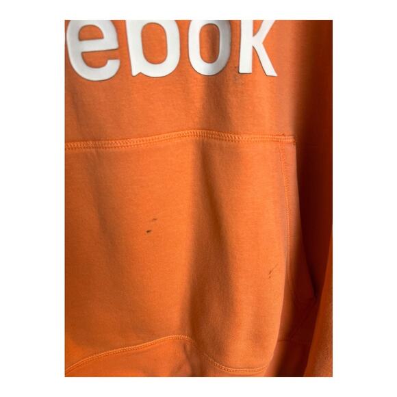 Reebok Mens Hoodie Sweatshirt Pullover Casual Grunge Orange Thrashed Grunge 2XL - Picture 2 of 8